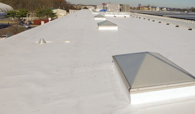 commercial flat roof with structures